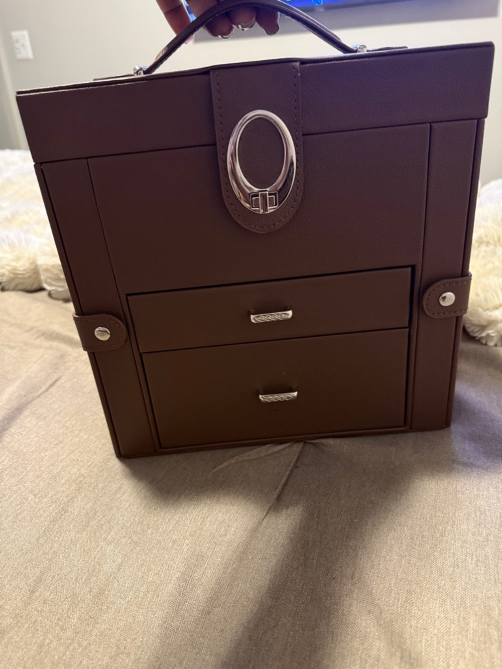 Brown Jewelry Box with Silver Accents